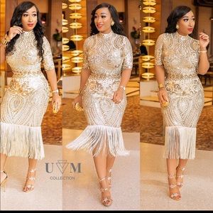 UVM Gold Sequin/Tasseled Dress